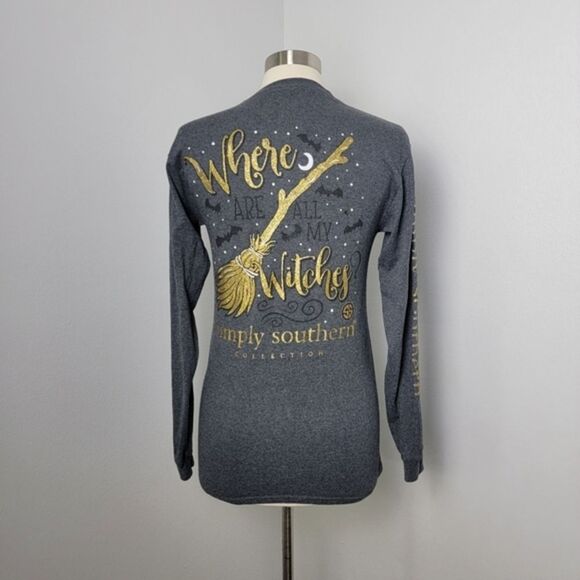 Simply Southern Halloween Where Are All My Witches Long Sleeve Tee Size Small - Picture 8 of 12